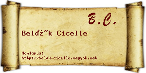 Belák Cicelle névjegykártya